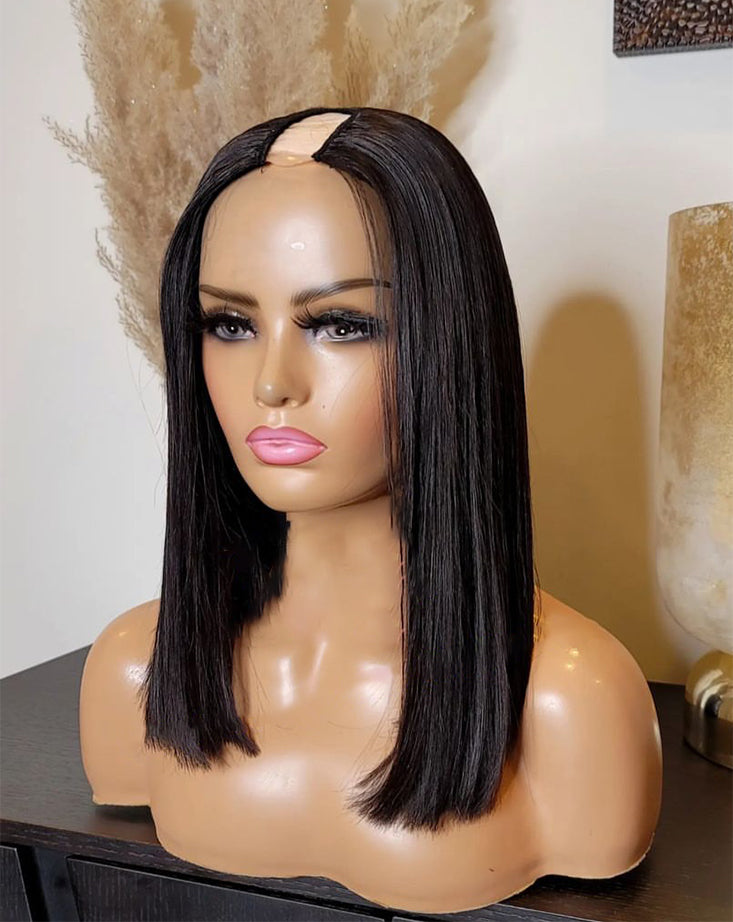 Haute Crown & Co. 250% Density Glueless U Part Wig Silk Straight Wig 100% Human Hair Wigs For Women